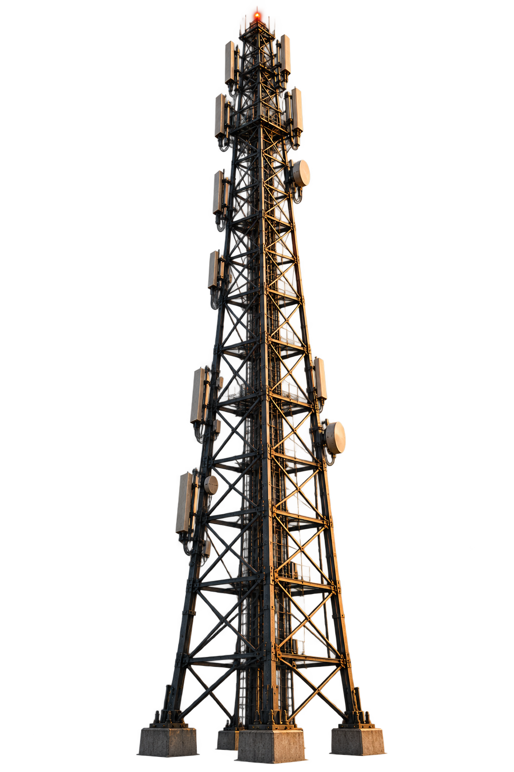 Conceptual telecom lattice tower representing infrastructure applications, not a documented Madhur project